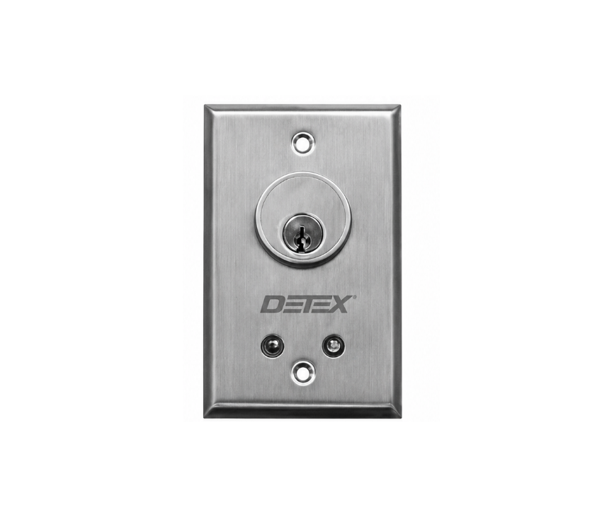 Detex CS452 commercial keyswitch with red and green LED indicators for access control and security systems