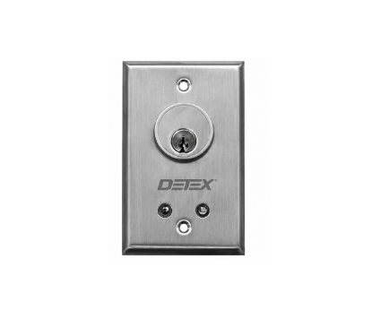 Detex CS432 dual momentary keyswitch with red and green LED indicators for commercial access control systems