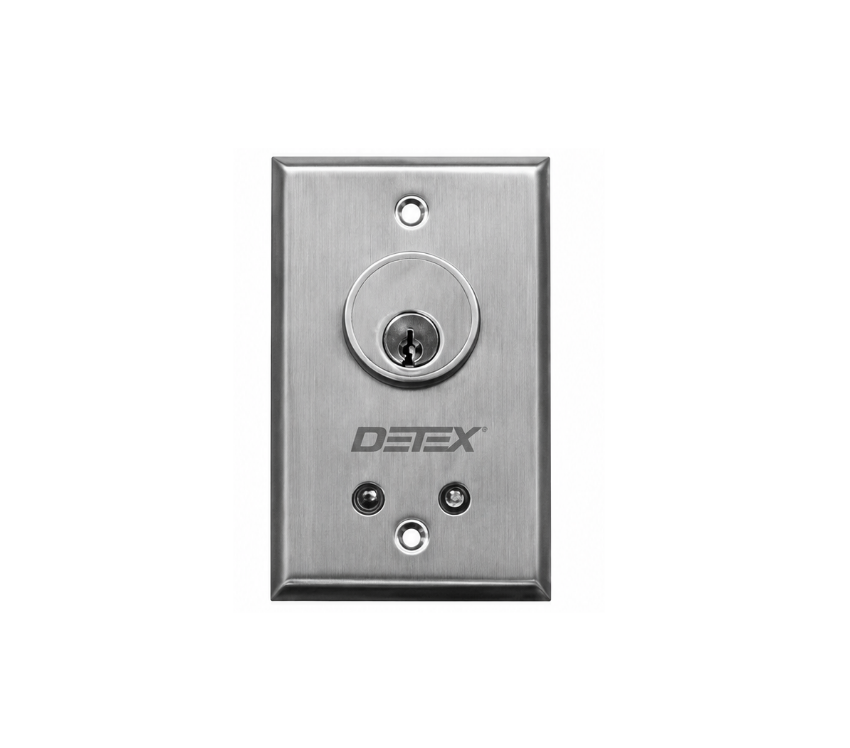 Detex CS442 dual maintained keyswitch with red and green LED indicators for commercial access control systems
