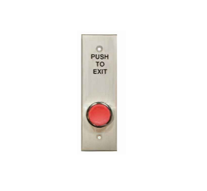Detex PB-2158-3 aluminum mullion mount push button station with Form C contacts for automatic doors and access control systems