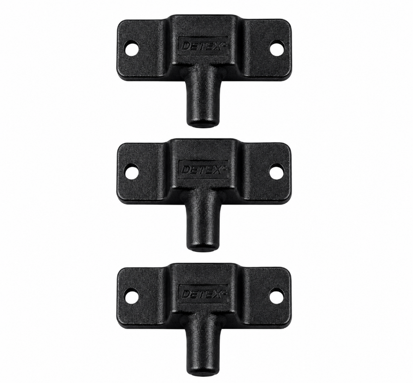 Detex DX3 triple hinge locking dead bolt black finish