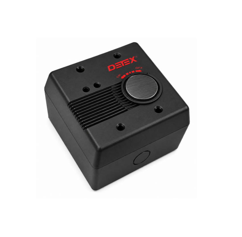 Detex CS950S surface mount battery-powered remote alarm in black