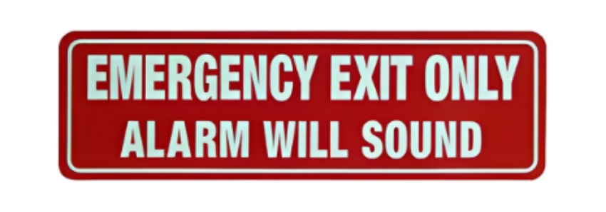 Detex EA-561 self-adhesive exit alarm warning door sign