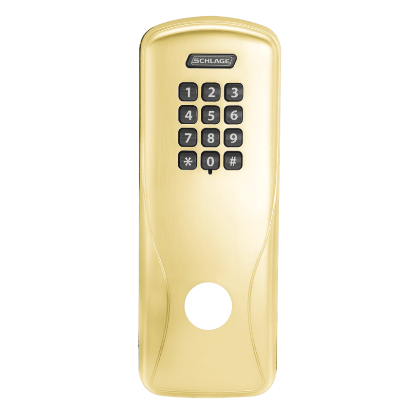 Schlage 47260709 exterior escutcheon in 605 Bright Brass finish