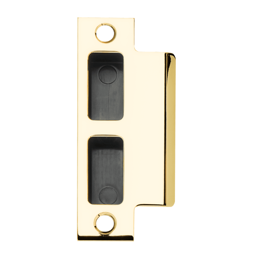 Schlage 10-072-112 T-square corner strike with plastic box in 605 bright brass finish