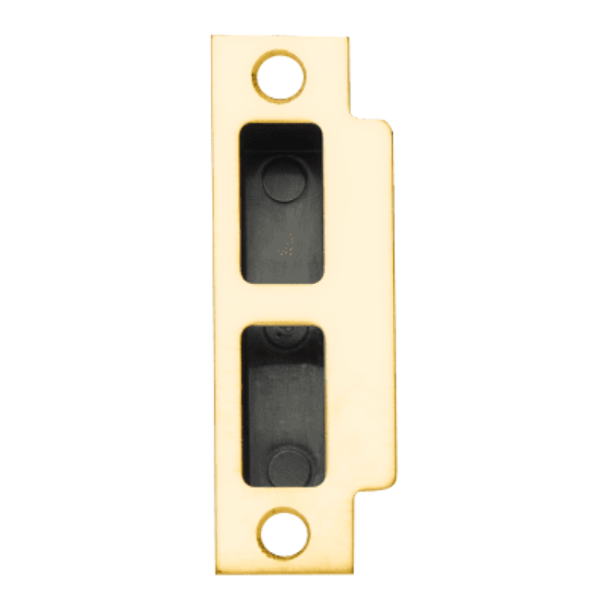 Schlage 10-072-100 T-square corner strike with plastic box in 605 bright brass finish