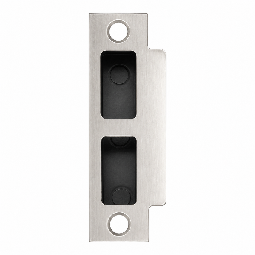Schlage 10-072-100 T-square corner strike with plastic box in 619 satin nickel finish