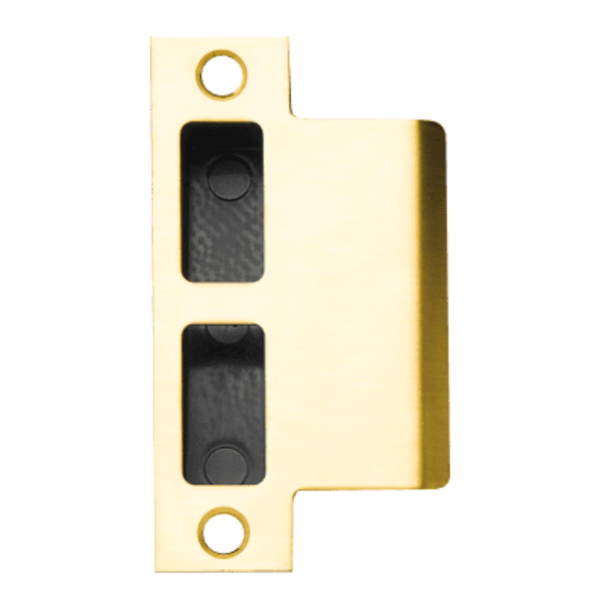 Schlage 10-072-200 T-square corner strike with plastic box in 605 bright brass finish