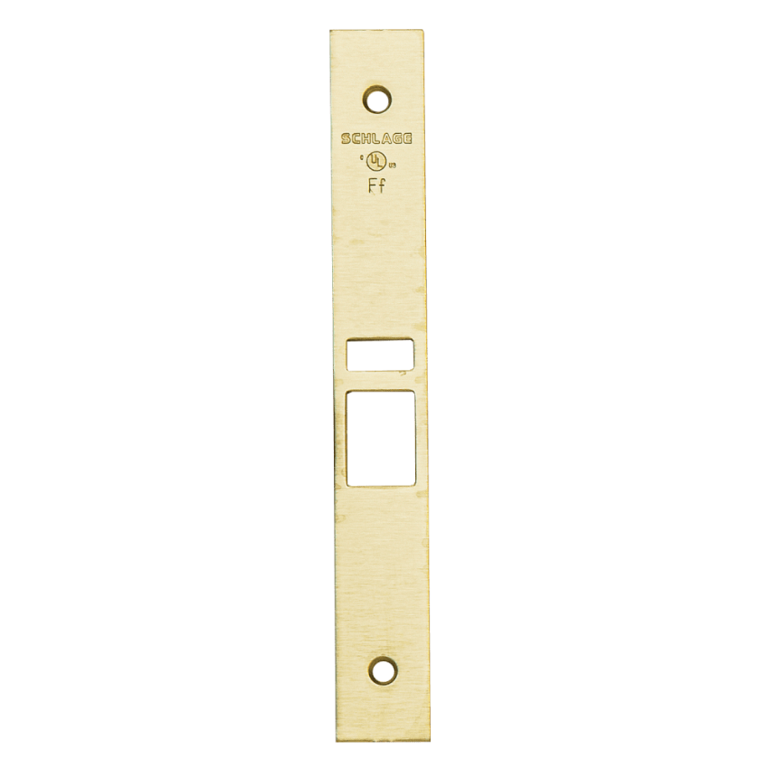 Schlage 09-669 latch and auxiliary latch armor front in Satin Brass finish