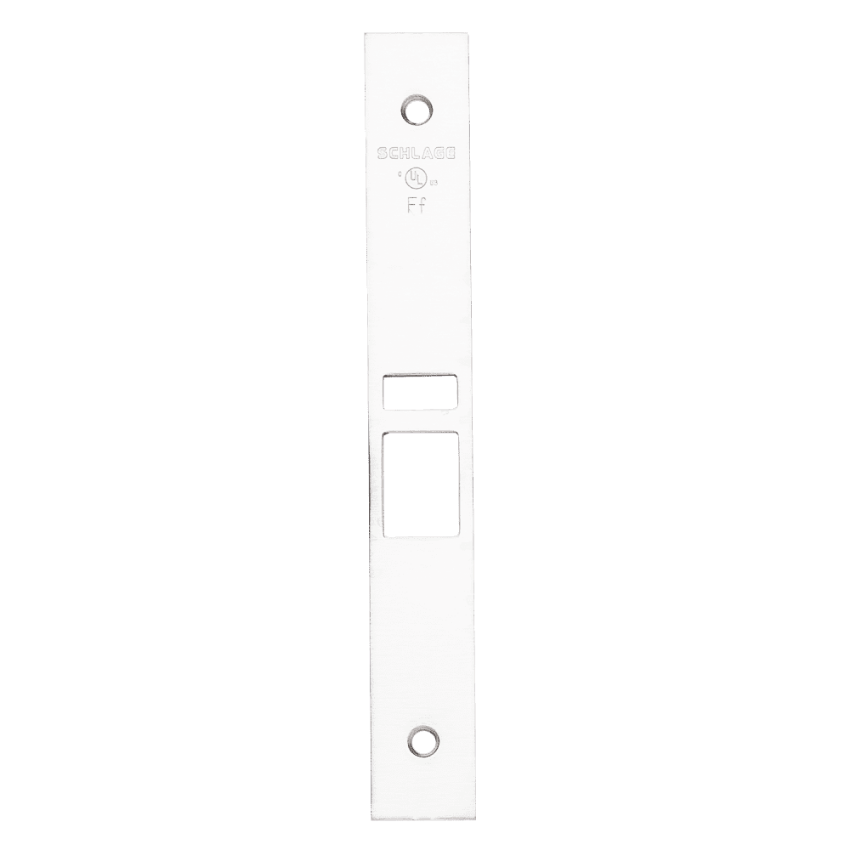 Schlage 09-669 latch and auxiliary latch armor front in Bright Chrome finish