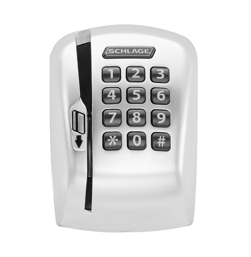 Schlage MSK magnetic stripe with keypad reader module in 625 Bright Chrome finish