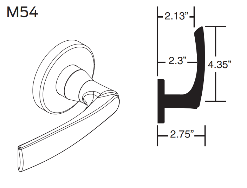 Picture of 09-506 M54 Outside Lever Assembly For L Series