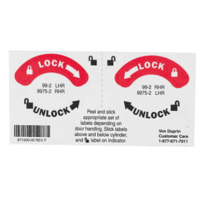 Von Duprin 971220-00 Lock / Unlock Label Only for old-style double cylinder devices