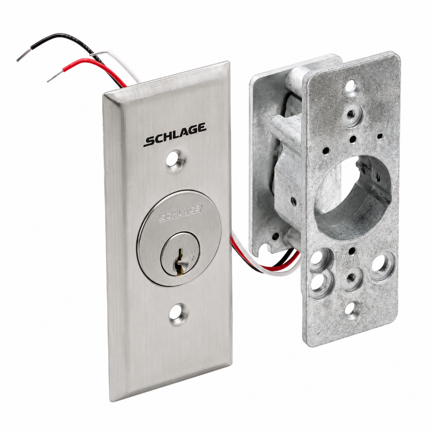 Schlage 653-0505-NS SPDT Momentary Bi-Directional Keyswitch, Narrow Stile with Cylinder
